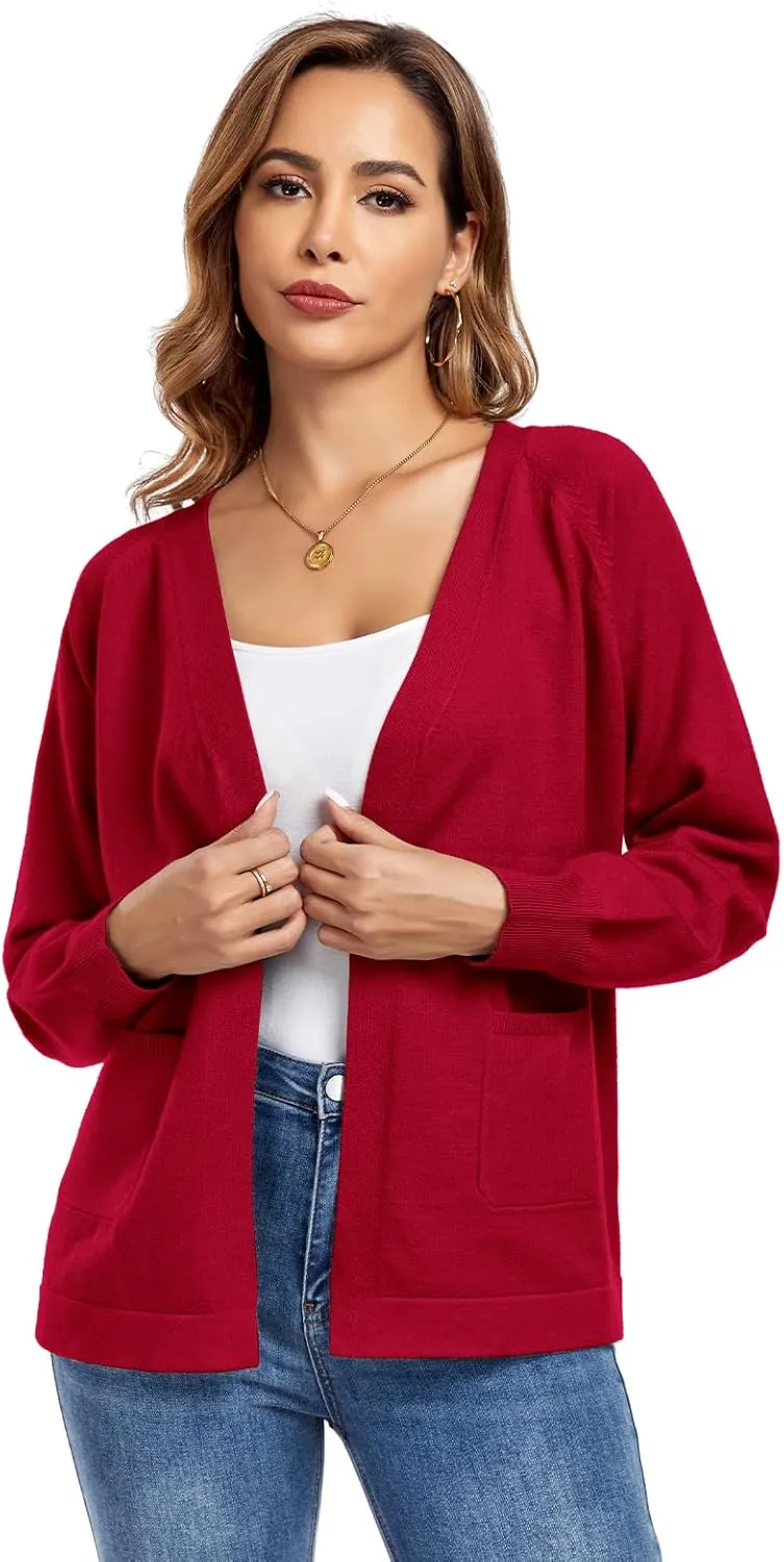 TownCat Women's Knit Cardigan Sweaters with Pocket Lightweight Long Sleeve Open Front Cardigans