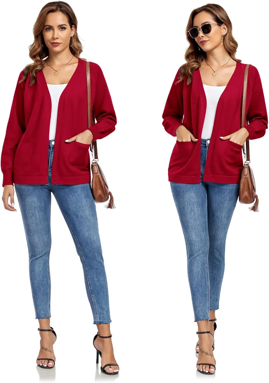 TownCat Women's Knit Cardigan Sweaters with Pocket Lightweight Long Sleeve Open Front Cardigans