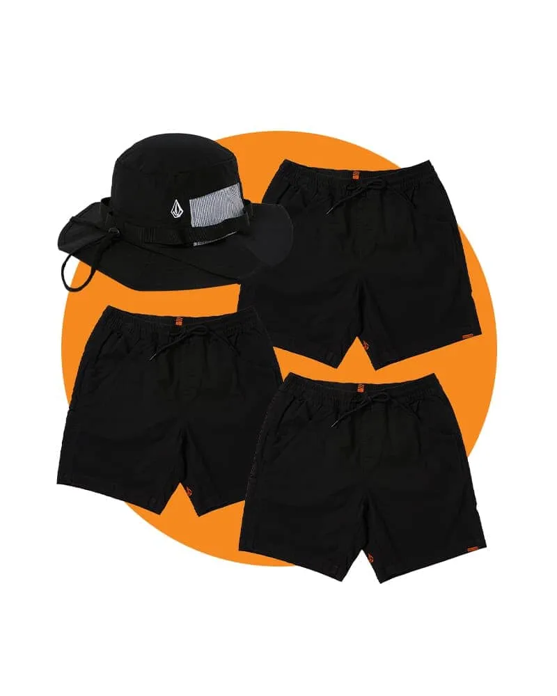 Tradies Caliper Elastic Waist Work Short Value Pack - Black