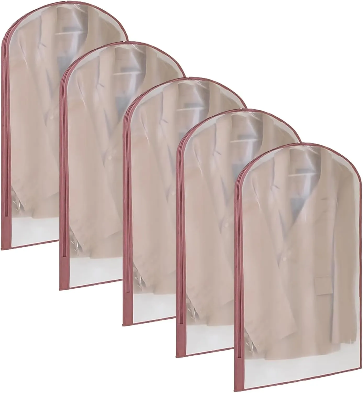 Translucent Garment Bags for hanging clothes, 5 Packs PEVA Dustproof Garment Covers with zipper for Coats, Jackets, Shirts(60x90cm/24x35in)