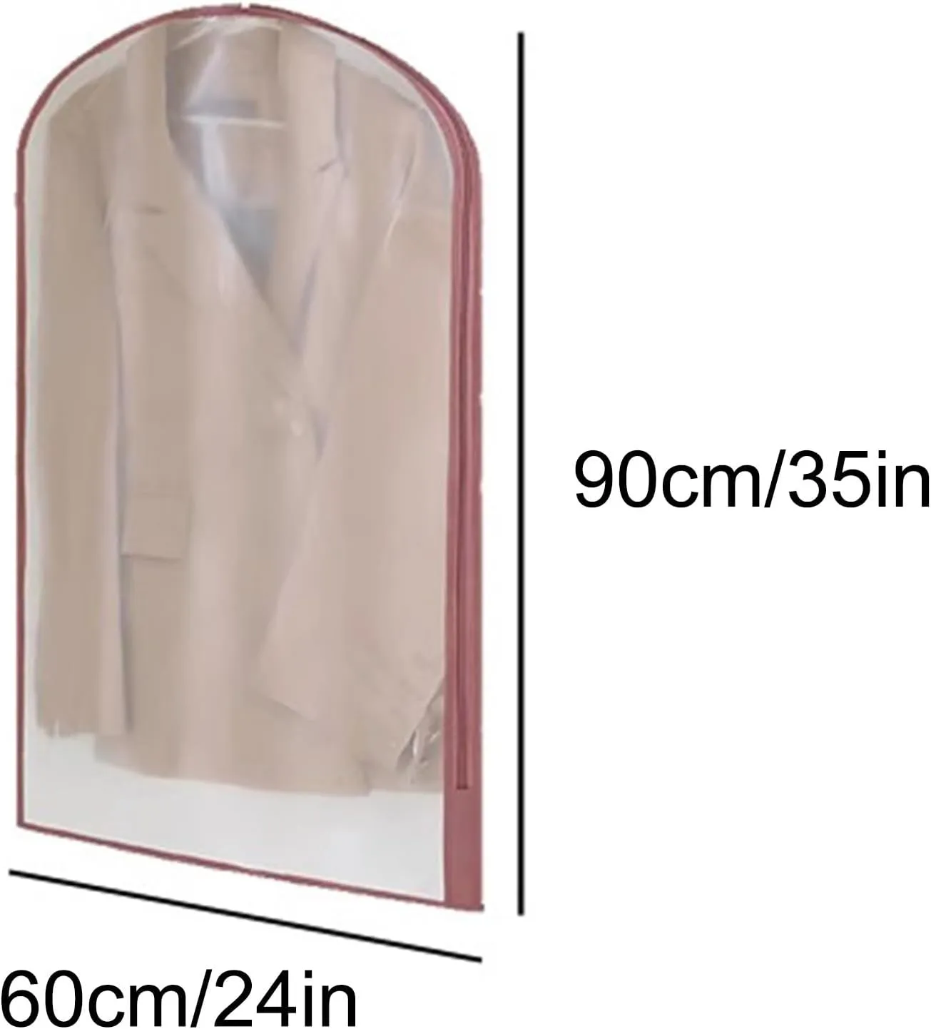 Translucent Garment Bags for hanging clothes, 5 Packs PEVA Dustproof Garment Covers with zipper for Coats, Jackets, Shirts(60x90cm/24x35in)