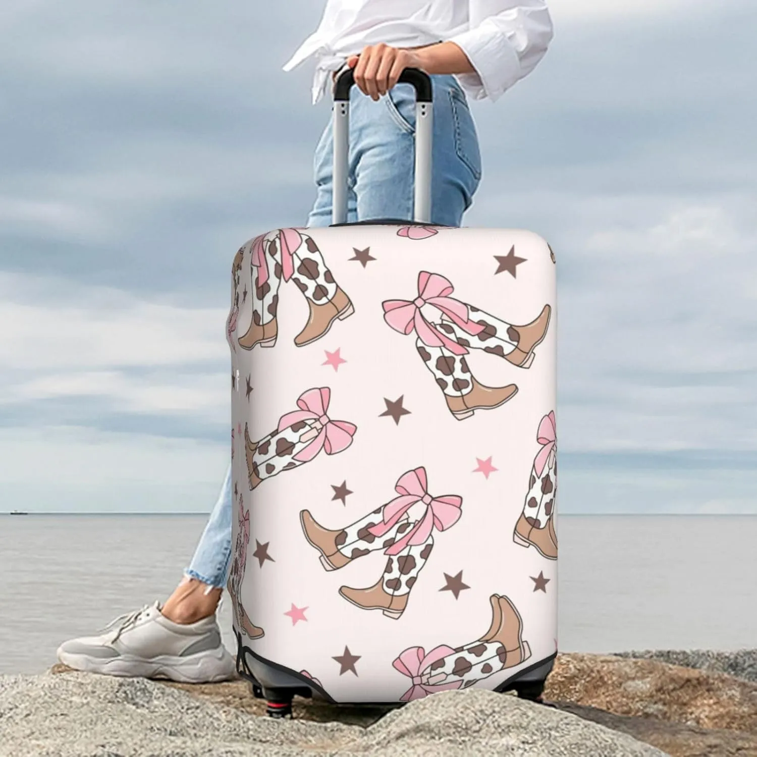 Travel Luggage Cover,Bows Cowgirl Boots Suitcase Protector Protector Spandex Anti-Scratch Washable, Suitcase Cover For Wheeled Suitcase Kid Adult Travel Baggage Accessories,X-Large