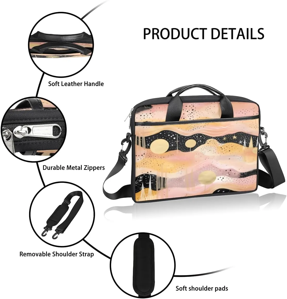 Tree Fun Design Laptop Shoulder Bag for Tablet Computer Notebook Sleeve Messenger Carrying Case Briefcase Tote