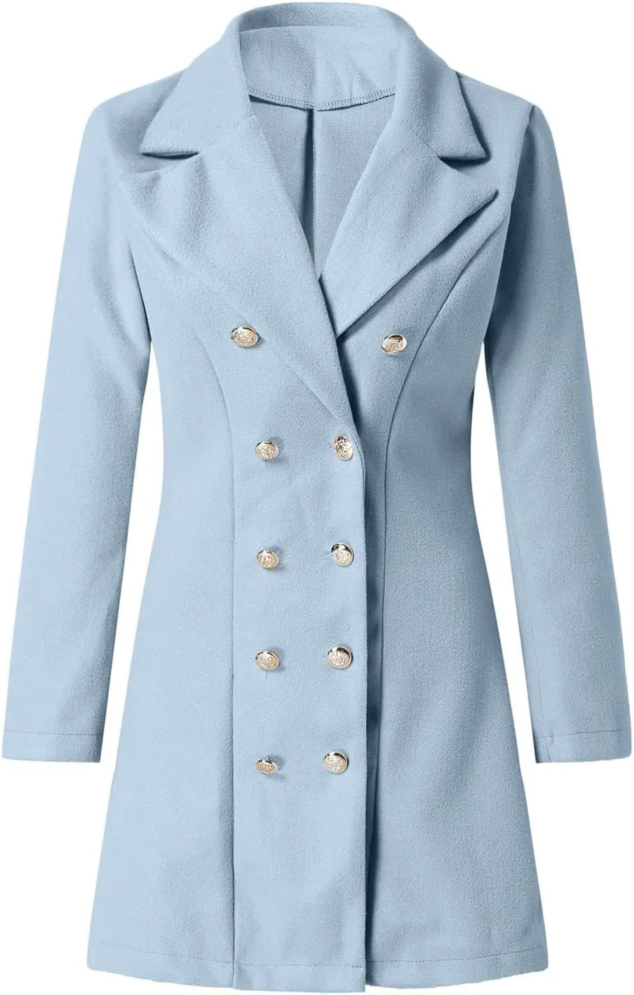 Trench Coat for Women Double Breasted Long Jacket Wool Blend Blazer Oversized Pea Coat Loose Fit Shirts Overcoat