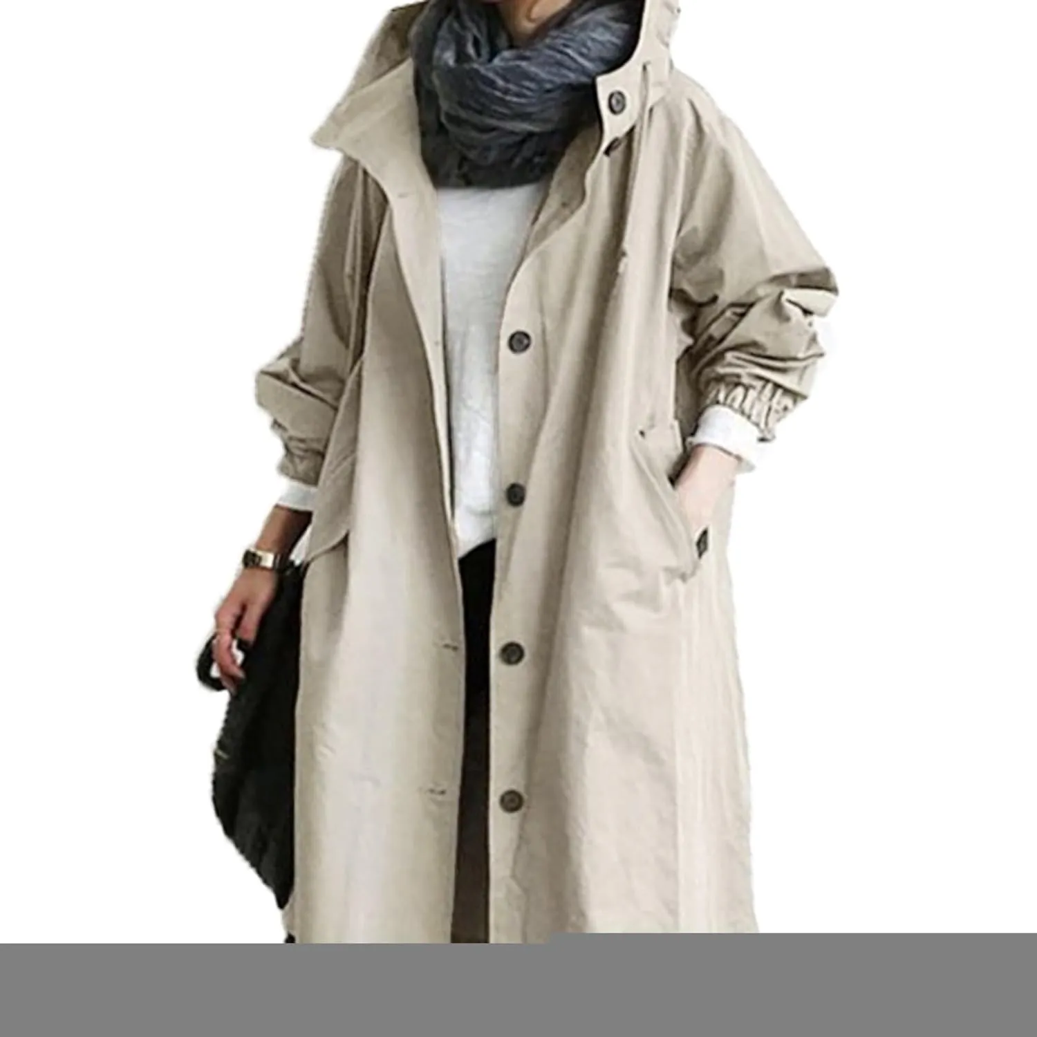 Trench Coat Women Hooded Coat Outwear Womens Elegant Windbreaker Wild Womens Double Breasted Classic Long Trench