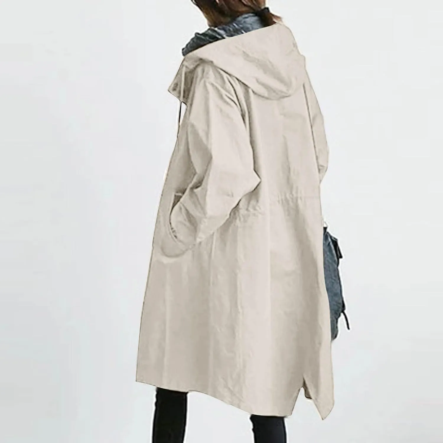 Trench Coat Women Hooded Coat Outwear Womens Elegant Windbreaker Wild Womens Double Breasted Classic Long Trench