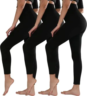 TRIUNION 3 Pack Fleece Lined Leggings Women High Waisted Thermal Winter Yoga Pants for Women Warm Running Workout Leggings
