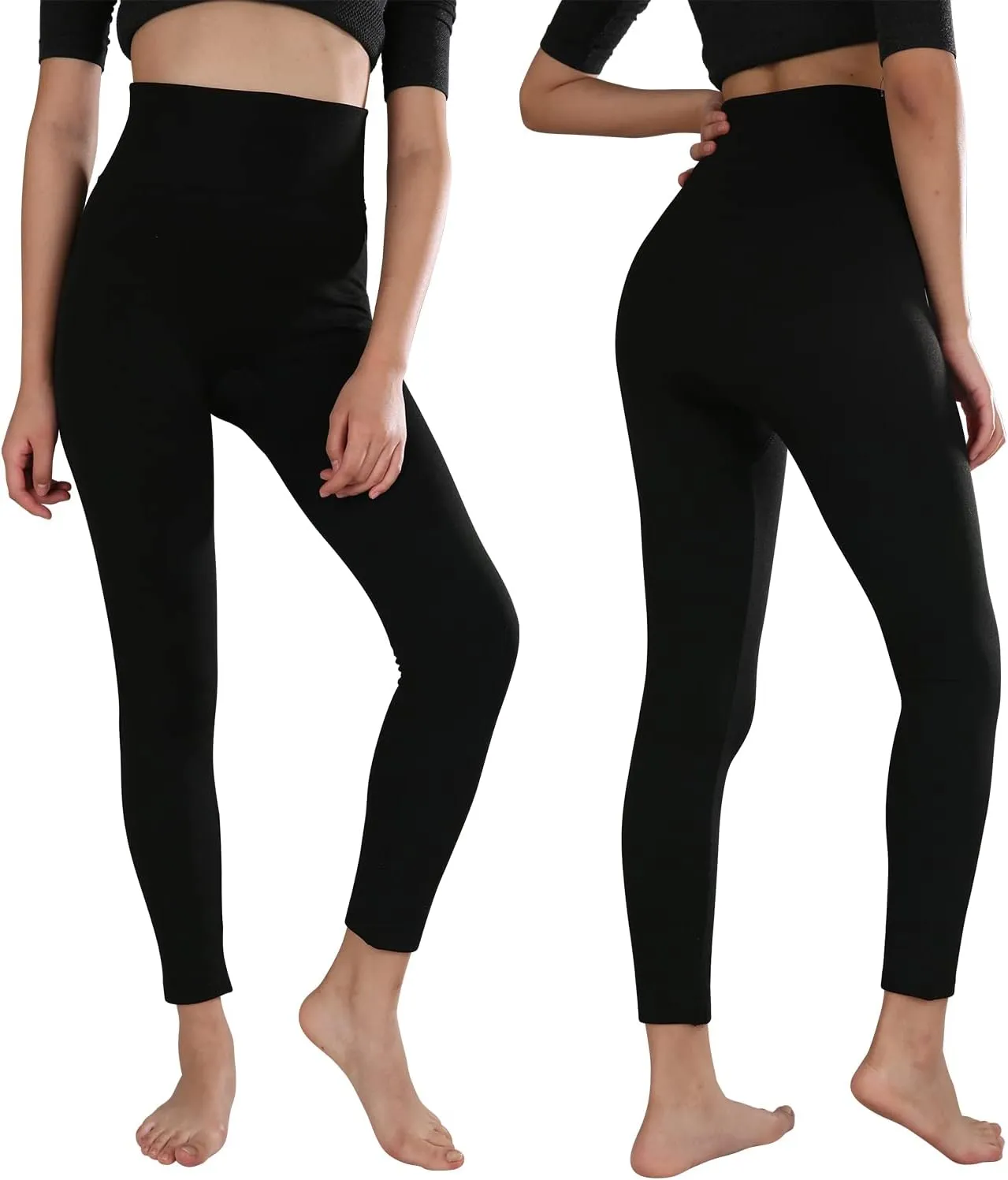 TRIUNION 3 Pack Fleece Lined Leggings Women High Waisted Thermal Winter Yoga Pants for Women Warm Running Workout Leggings