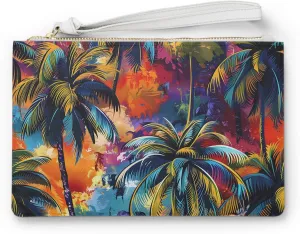 Tropical Palm Clutch Bag - Colorful Pouch for Beach Days, Vacations, Weddings, Cute Travel Essentials, Summer Fun