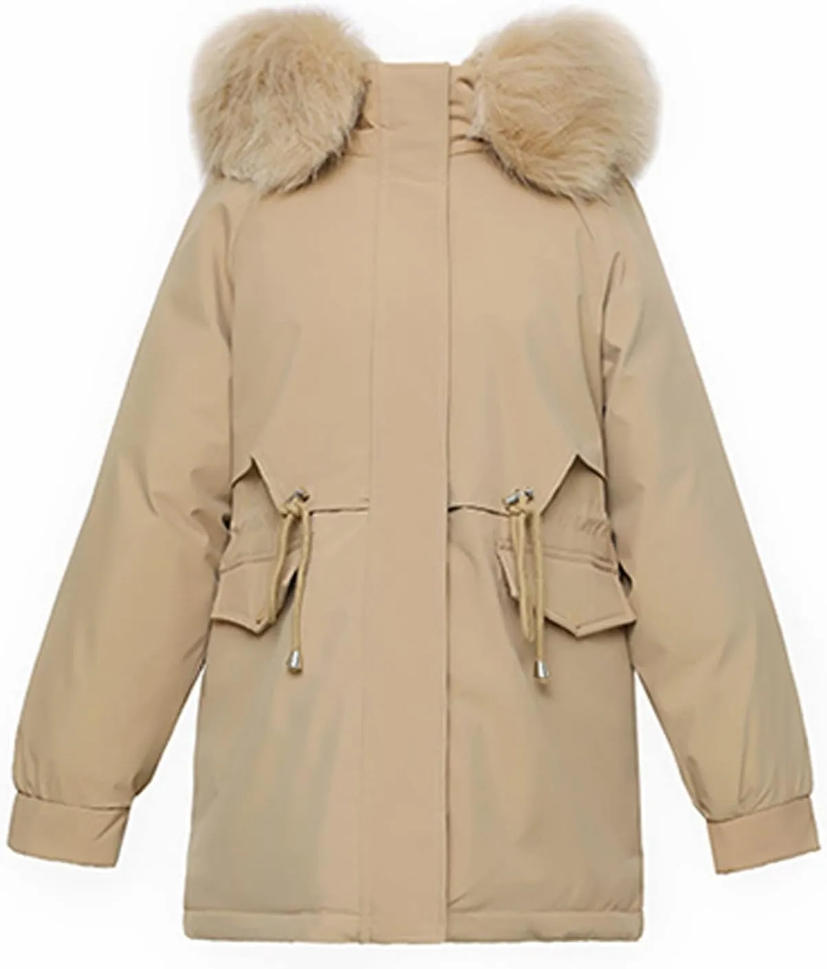 tuduoms Women's Thickened Parka Winter Coat Long Cotton Padded Jacket Full Zip Warm Outwear Lightweight Military Anorak
