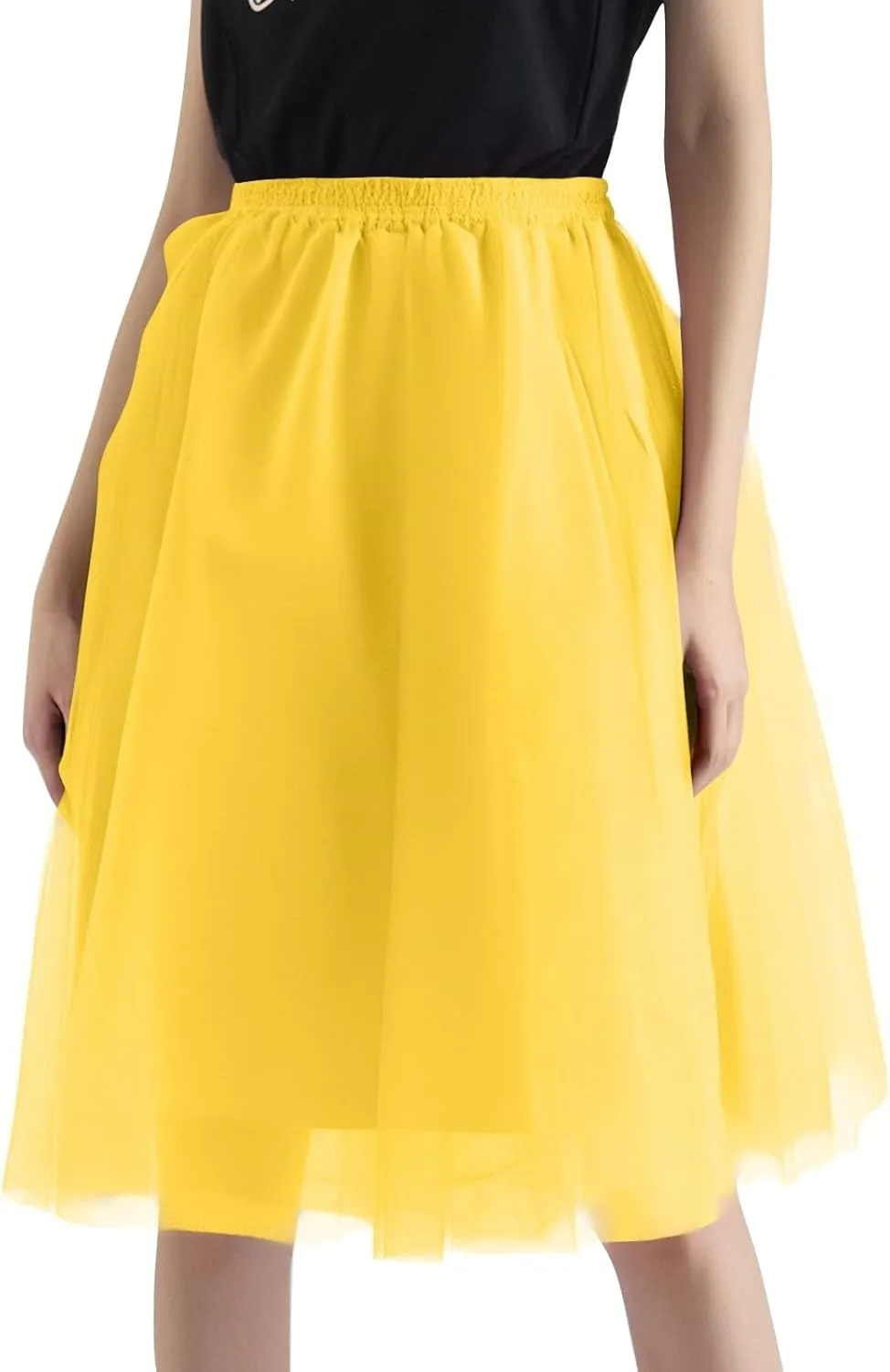 Tulle Skirts for Women Midi Layered Skorts Elastic High Waisted A Line Skirt Tutu Skirt for Prom Party