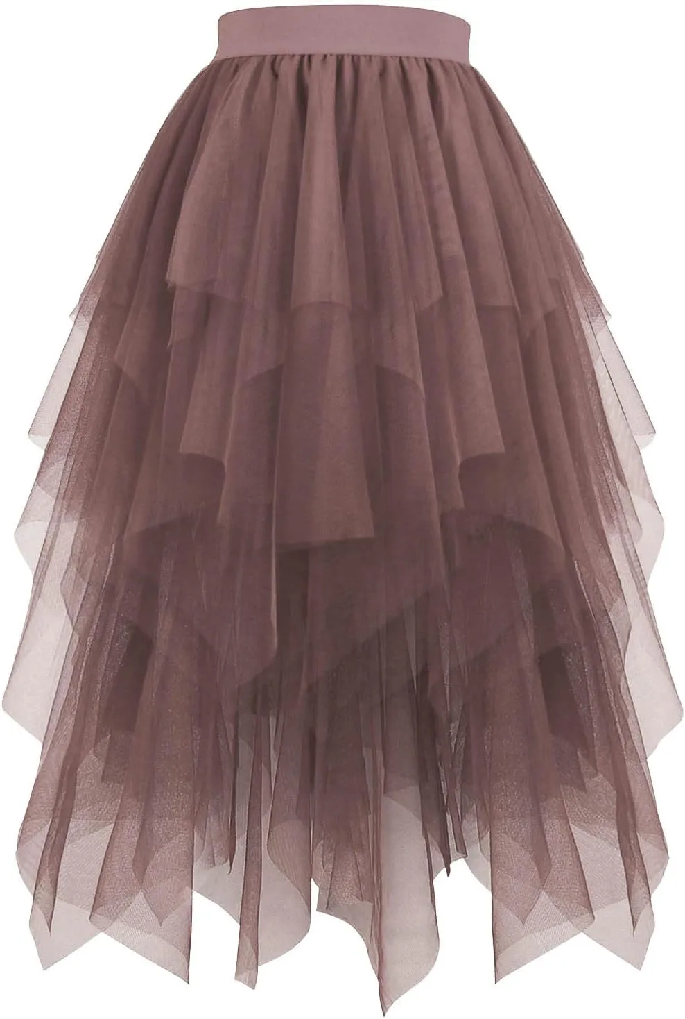 Tulle Skirts for Women Midi Mesh Dance Skirts Elastic Waist Flowy Ballet Skirts Mesh Layered A Line Fairy Skirt