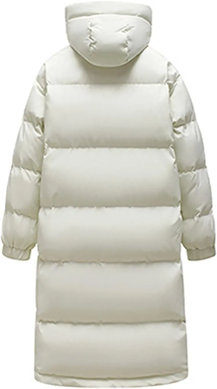 Uillui Long Lightweight Puffer Coat Men Waterproof Warm Winter Quilted Down Jackets with Hood Thick Parka Hooded Ski Jackets