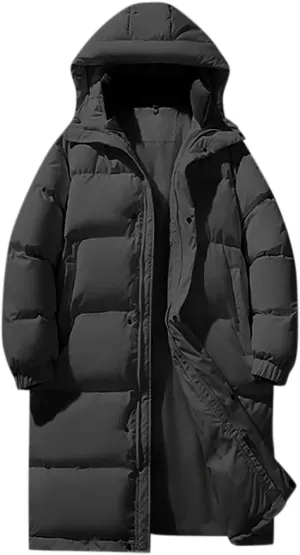 Uillui Long Lightweight Puffer Coat Men Waterproof Warm Winter Quilted Down Jackets with Hood Thick Parka Hooded Ski Jackets