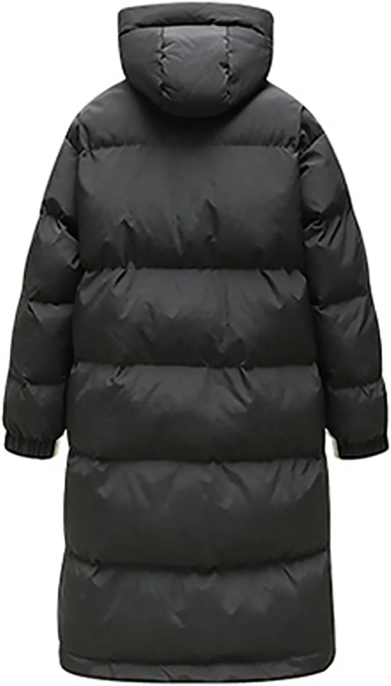 Uillui Long Lightweight Puffer Coat Men Waterproof Warm Winter Quilted Down Jackets with Hood Thick Parka Hooded Ski Jackets