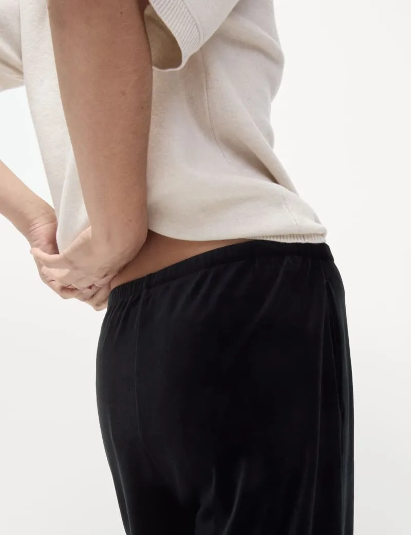 Velour Drawstring Wide Leg Trousers