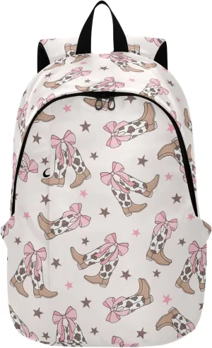 VIGTRO Bows Cowgirl Boots Casual Backpack Lightweight Laptop Backpack for Women Men, Travel Work Business Bag Outdoor Daypack