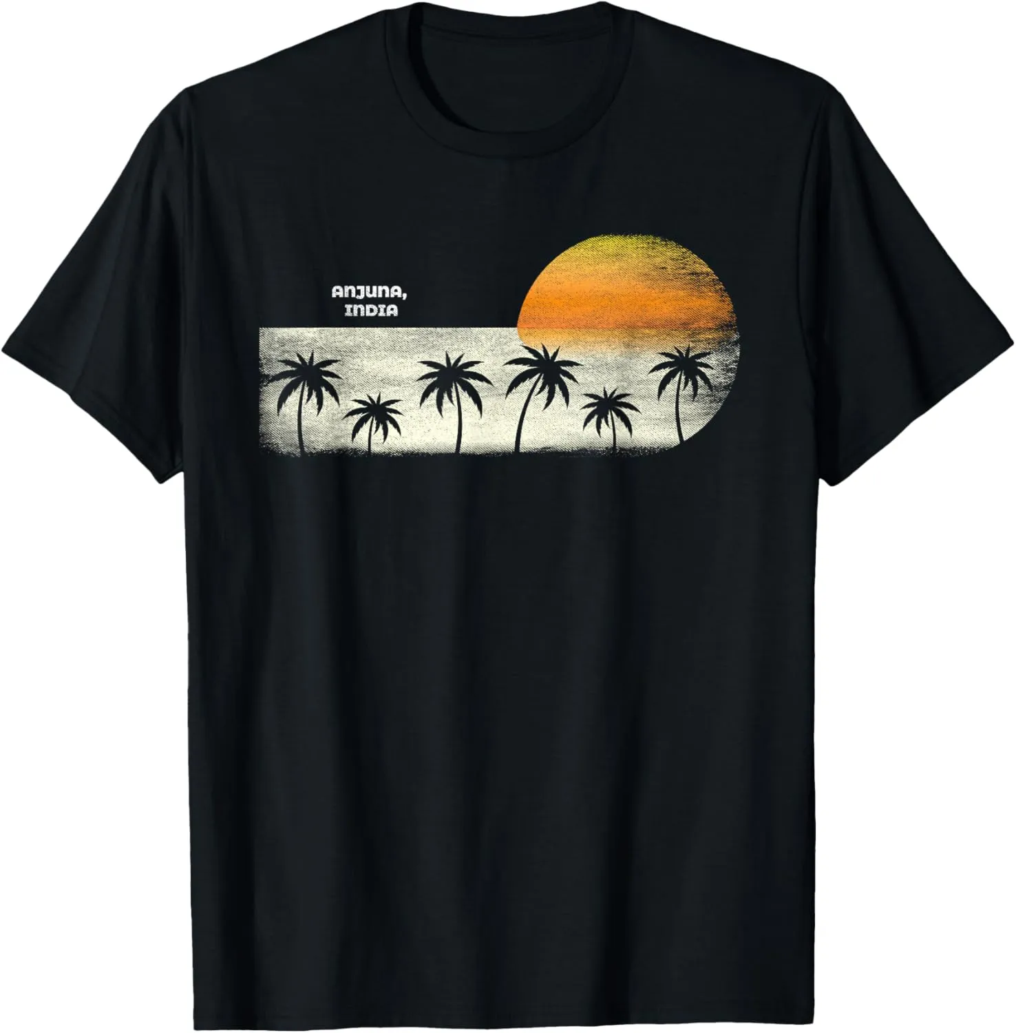 Vintage Anjuna Ocean Sunset and Palm Trees T-Shirt
