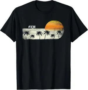 Vintage Fiji Ocean Sunset and Palm Trees T-Shirt