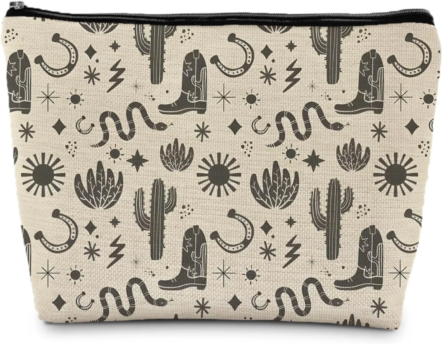 Vintage Western Cowboy Boots Cosmetic Bag - Toiletry Bag for Women, Preppy Makeup Pouch