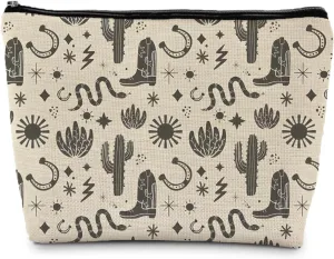 Vintage Western Cowboy Boots Cosmetic Bag - Toiletry Bag for Women, Preppy Makeup Pouch