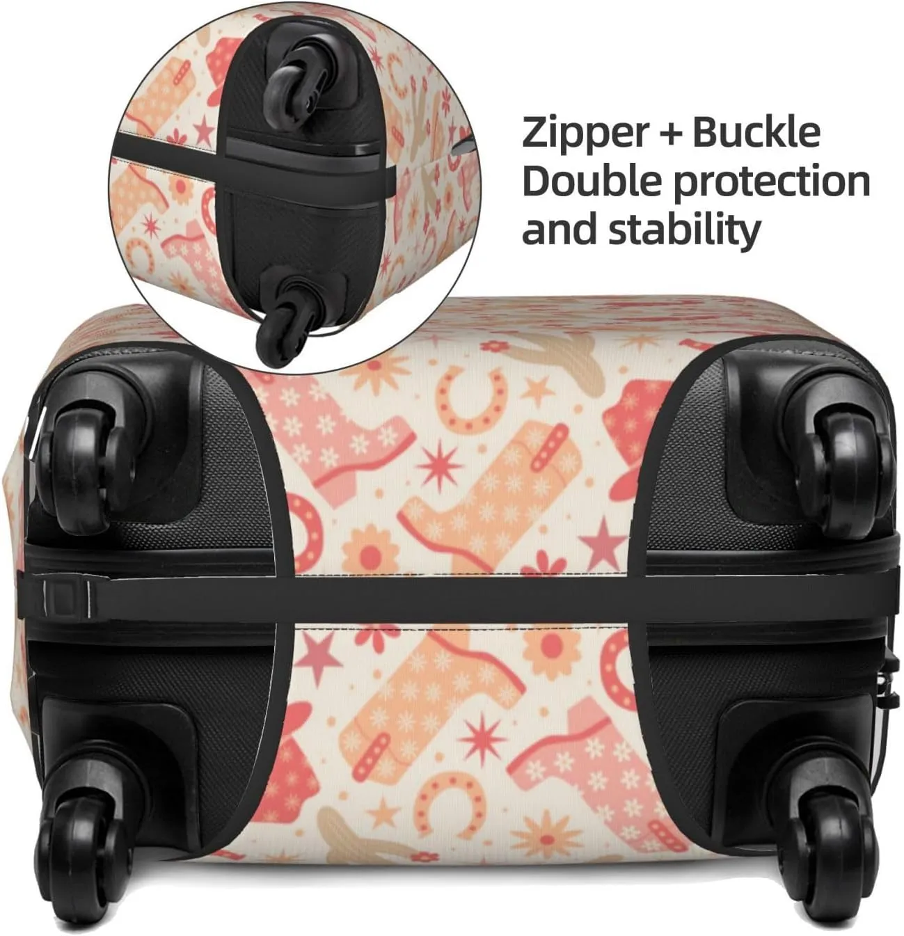 VOSERY Luggage Cover Protector Suitcase Cover - Cowgirl Boots 4 High Elasticity Suitcase Cover for Luggage