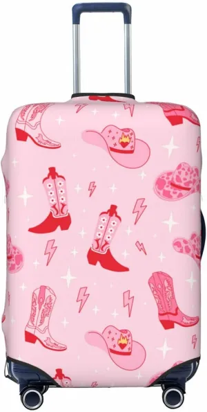 VOSERY Luggage Cover Protector Suitcase Cover - Retro pink Cowgirl boots hat High Elasticity Suitcase Cover for Luggage