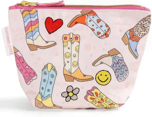 Western Cowgirl Boots Pink Canvas Makeup Pouch, Mini Make Up Bag, Aesthetic Small Travel Pouch with Zipper, Cute Cosmetic Bag for Makeup