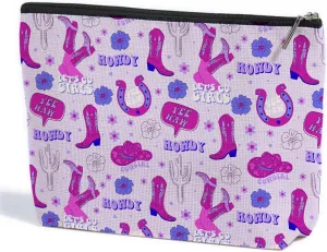 Western Makeup Bag Western Gifts for Women Western Stuff Cowgirl Gifts Country Gifts Vintage Cosmetic Bag Zipper Pouch for Mothers Day Graduation Birthday-Boots-purple2