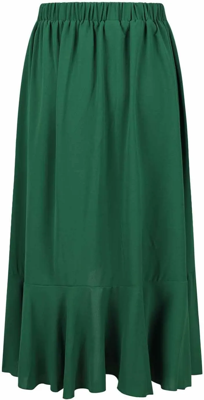 Western Skirts for Women Midi Ruffle Summer Skirt High Waisted Wrap Flowy Skirts High-Low A Line Gothic Skirts