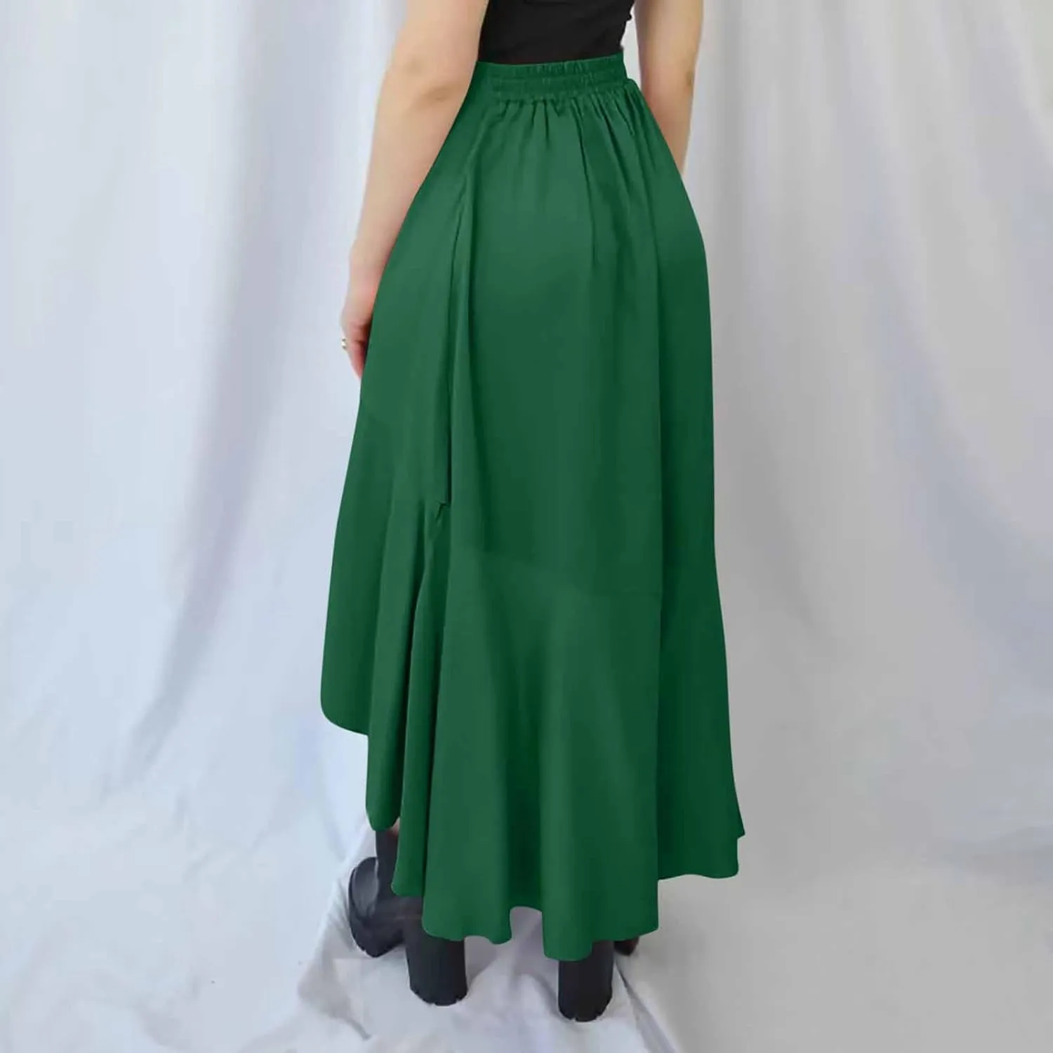Western Skirts for Women Midi Ruffle Summer Skirt High Waisted Wrap Flowy Skirts High-Low A Line Gothic Skirts
