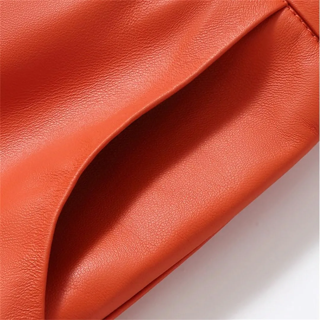 Women A-Line Long Leather Skirt Big Hem Pocket Maxi Umbrella Skirt Solid Pockets Midi Skirt
