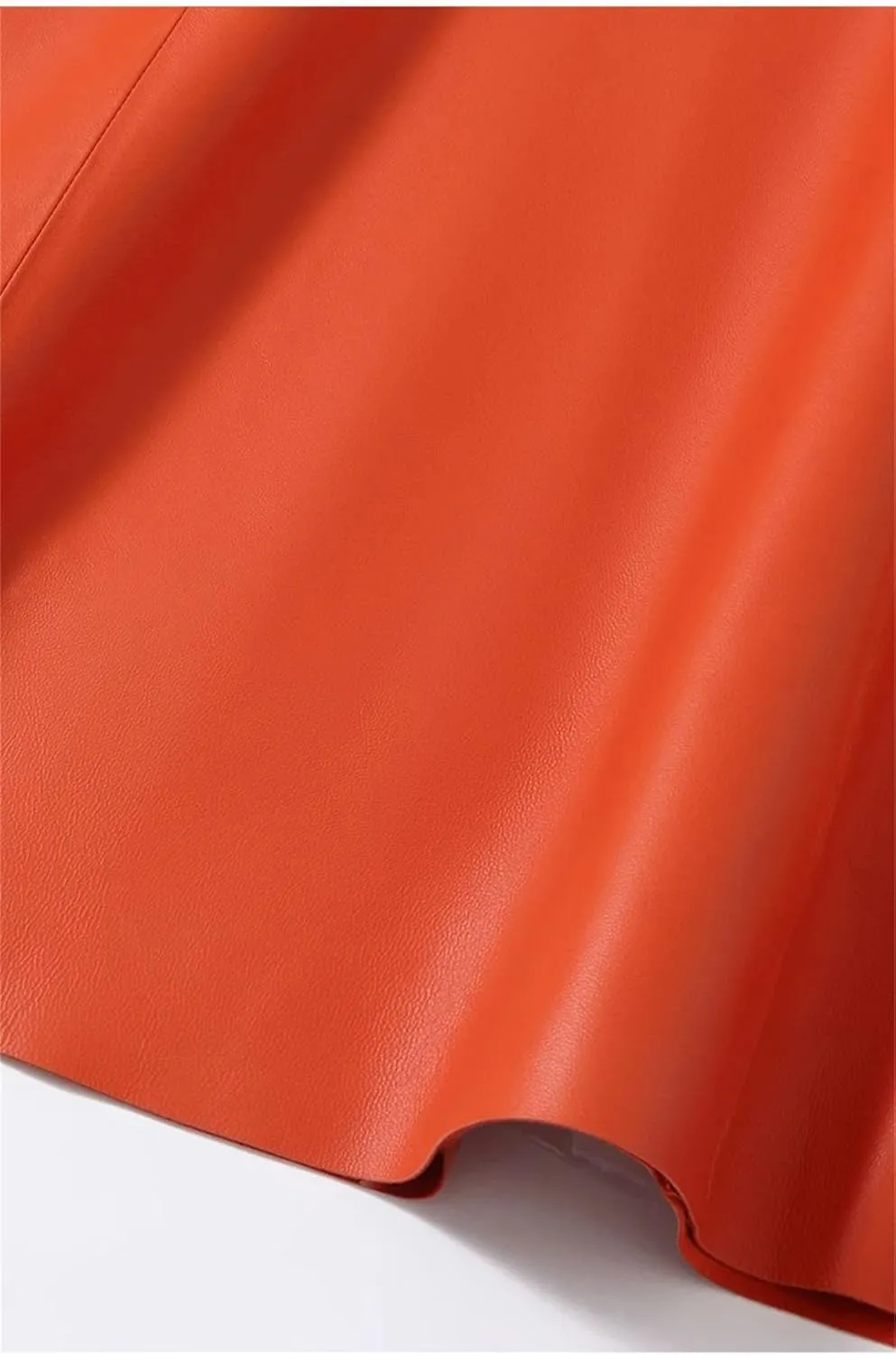 Women A-Line Long Leather Skirt Big Hem Pocket Maxi Umbrella Skirt Solid Pockets Midi Skirt