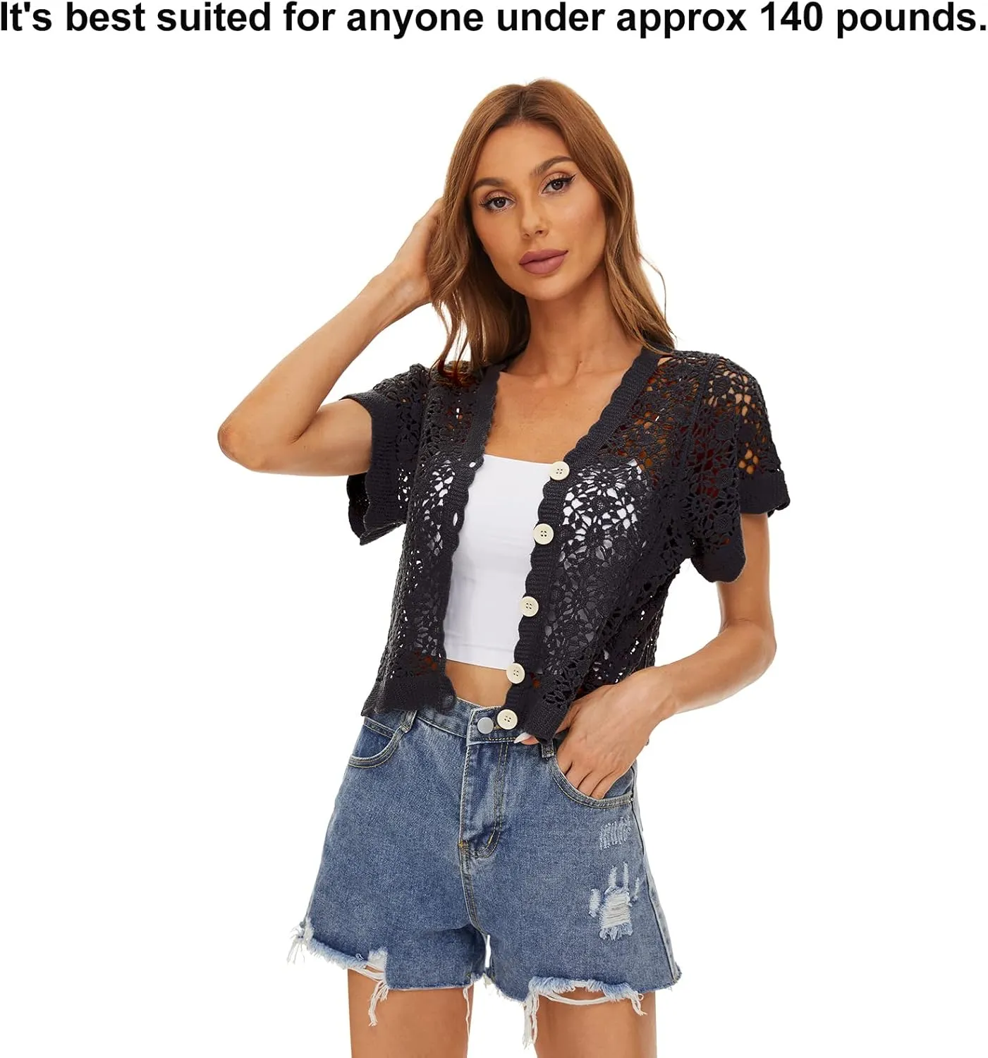Women Cardigan Hollow Out Floral Cardigans White Crochet Shrugs