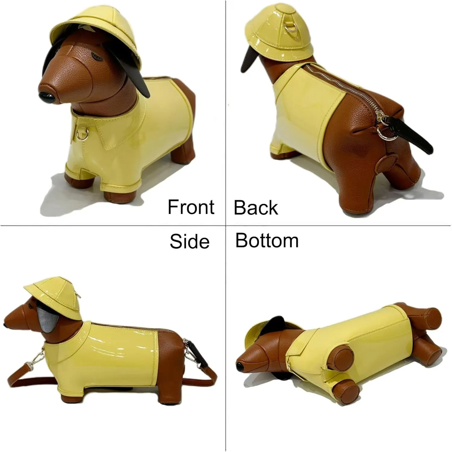 Women Fun Dog Shaped Crossbody Shoulder Bag Handbag PU Leather Unique Novelty Dog Shaped Purse
