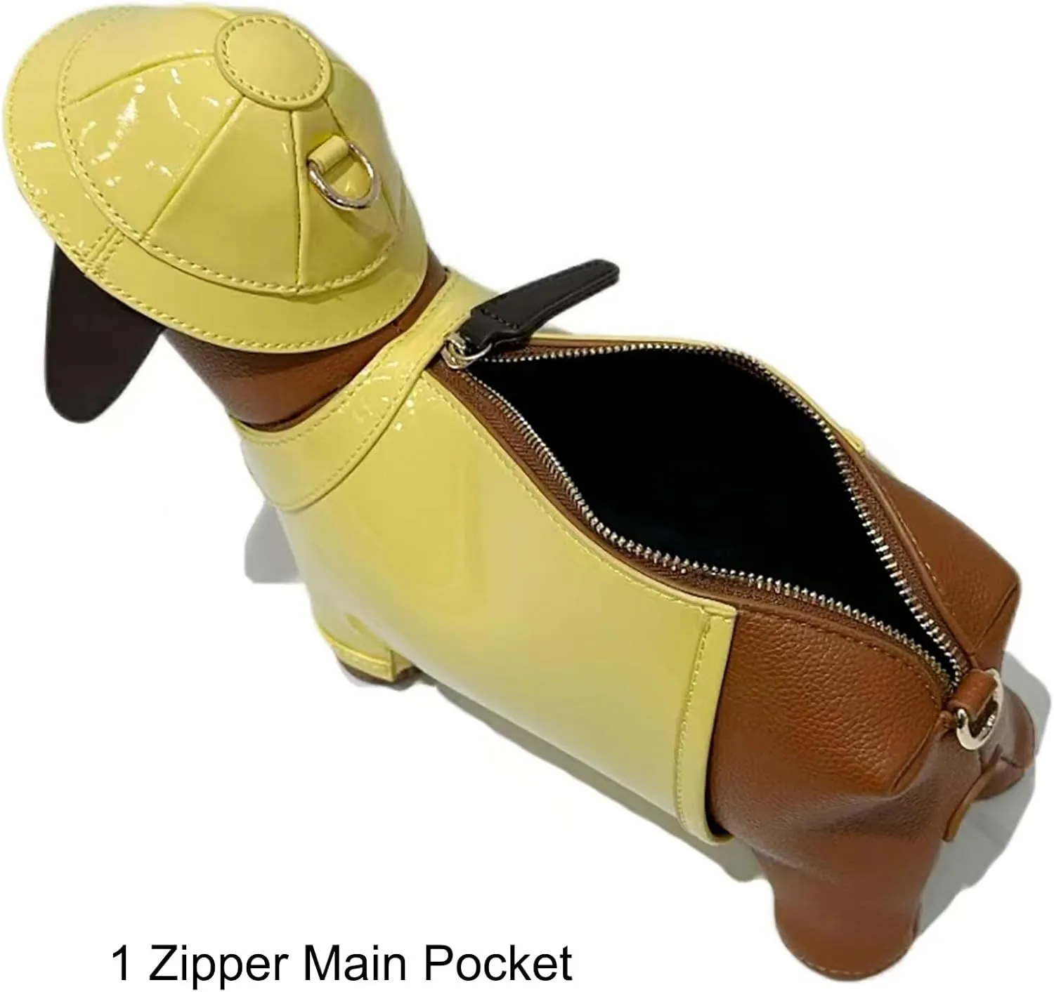 Women Fun Dog Shaped Crossbody Shoulder Bag Handbag PU Leather Unique Novelty Dog Shaped Purse