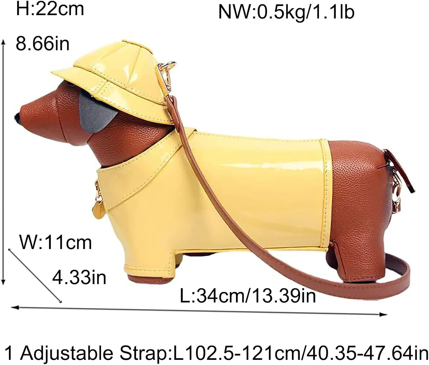 Women Fun Dog Shaped Crossbody Shoulder Bag Handbag PU Leather Unique Novelty Dog Shaped Purse