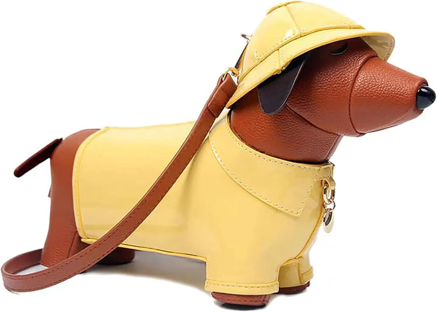 Women Fun Dog Shaped Crossbody Shoulder Bag Handbag PU Leather Unique Novelty Dog Shaped Purse