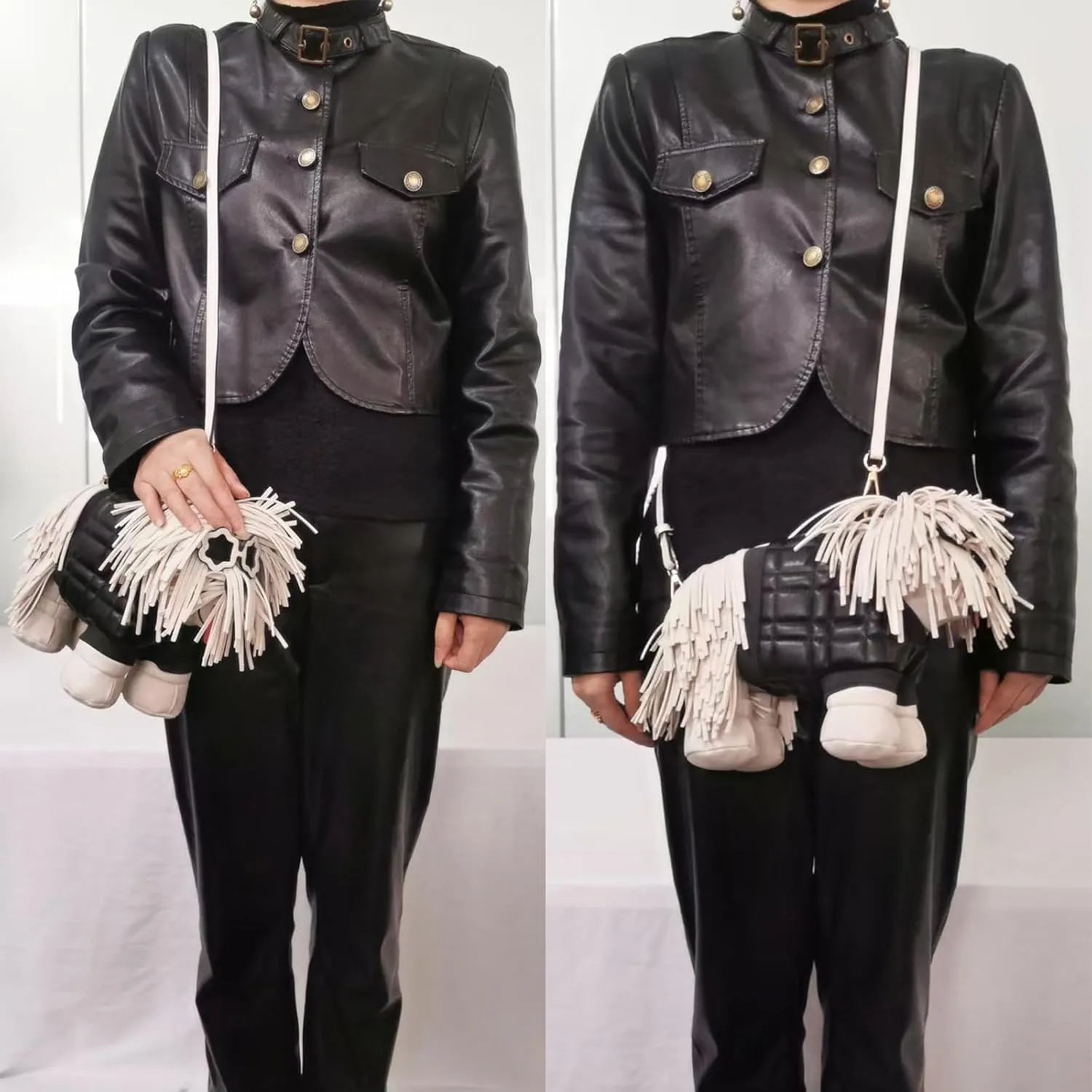 Women Fun Dog Shaped Crossbody Shoulder Bag Handbag PU Leather Unique Novelty Dog Shaped Purse