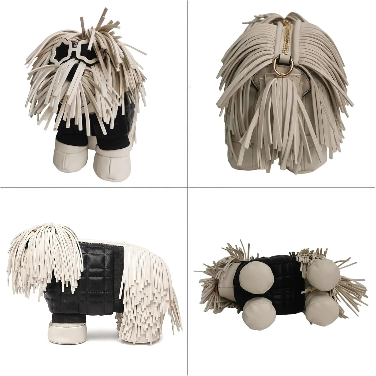 Women Fun Dog Shaped Crossbody Shoulder Bag Handbag PU Leather Unique Novelty Dog Shaped Purse