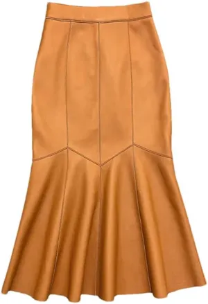 Women Leather Mermaid Midi Skirt High Waist Skinny HIPS Leather Skirt Solid Sexy Bodycon Wrap Skirt