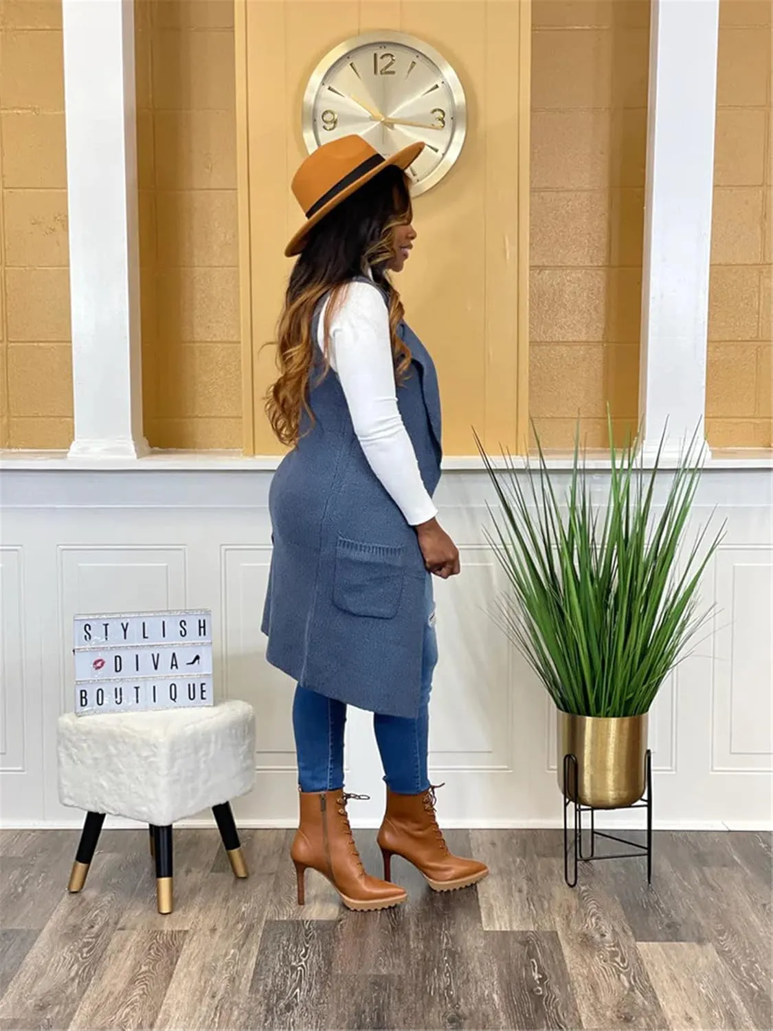 Women Long Sweater Vest Cardigans Sexy Sleeveless Ribbed Casual Jacket Coat Club