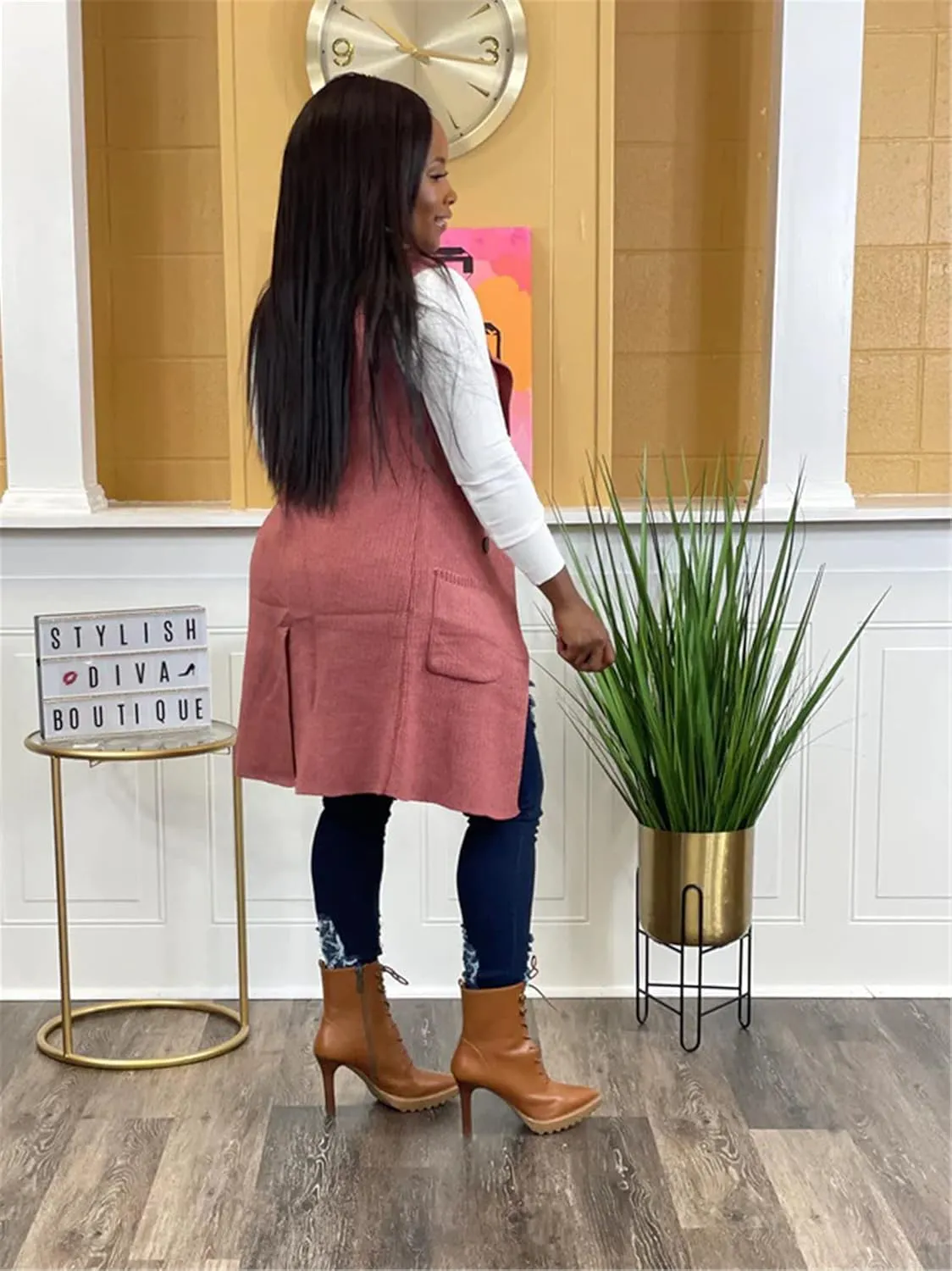 Women Long Sweater Vest Cardigans Sexy Sleeveless Ribbed Casual Jacket Coat Club