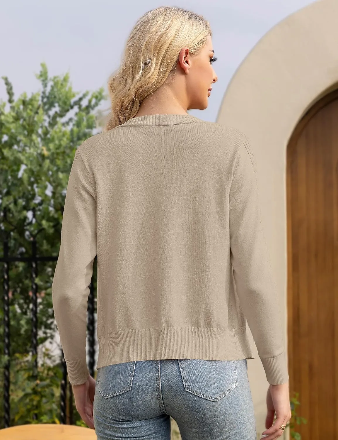 Women's 3/4 Sleeve Cropped Cardigan Sweaters Open Front Bolero Short Shrugs S-XL