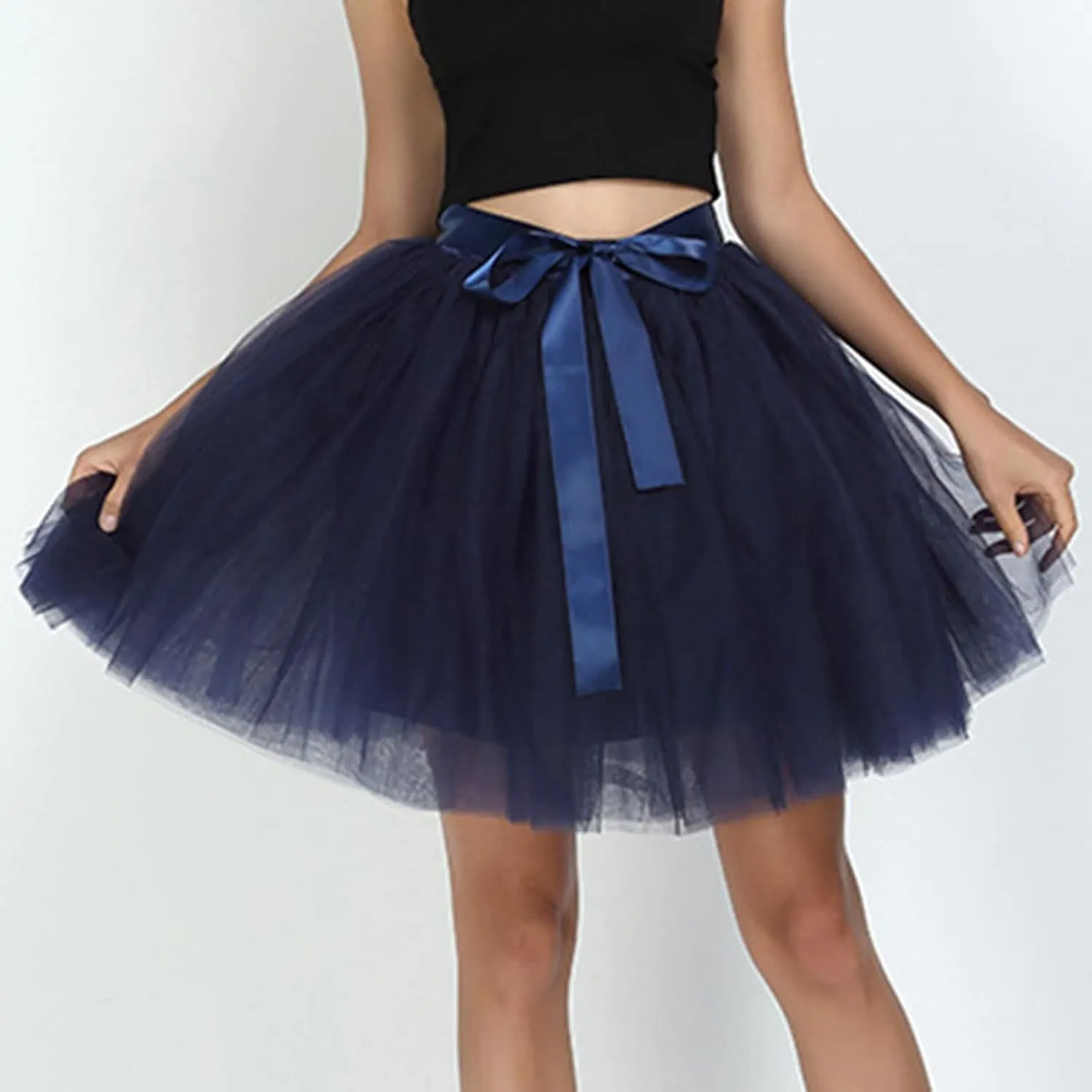 Women's A-Line High Waisted Midi Skirt Skirts for Women Trendy Lady's Princess Tutu Skirt Tulle Midi Knee Jean