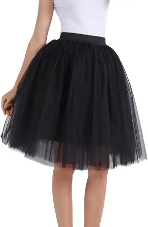 Women's A-Line High Waisted Midi Skirt Women's Classic Layered Tulle Skirt for Adult Teen Ballet Dance Skirts