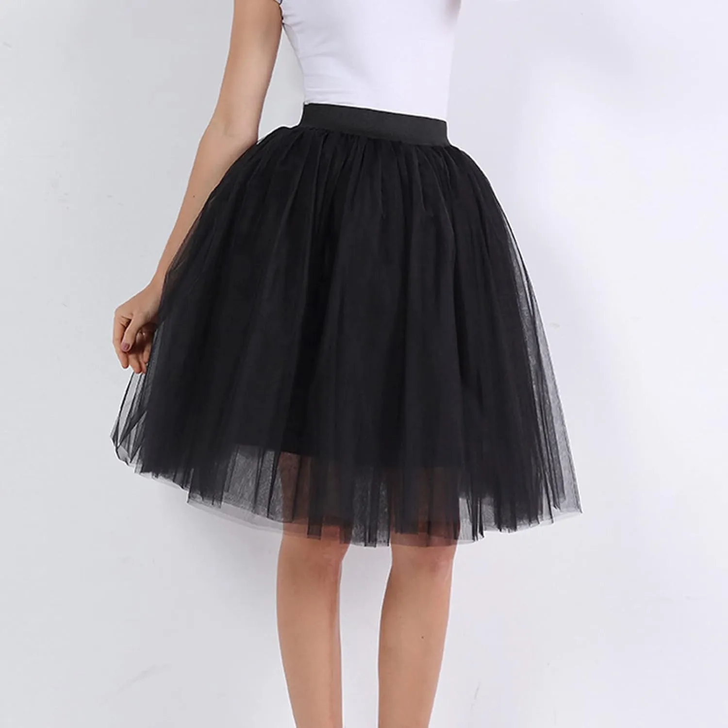 Women's A-Line High Waisted Midi Skirt Women's Classic Layered Tulle Skirt for Adult Teen Ballet Dance Skirts