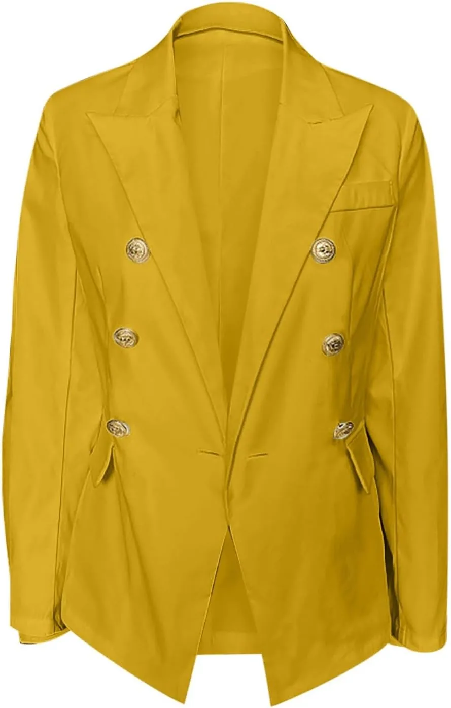 Womens Blazer Fashion Casual 2024 Office Work Button Jackets Long Sleeve Open Front Loose Lightweight Blazers