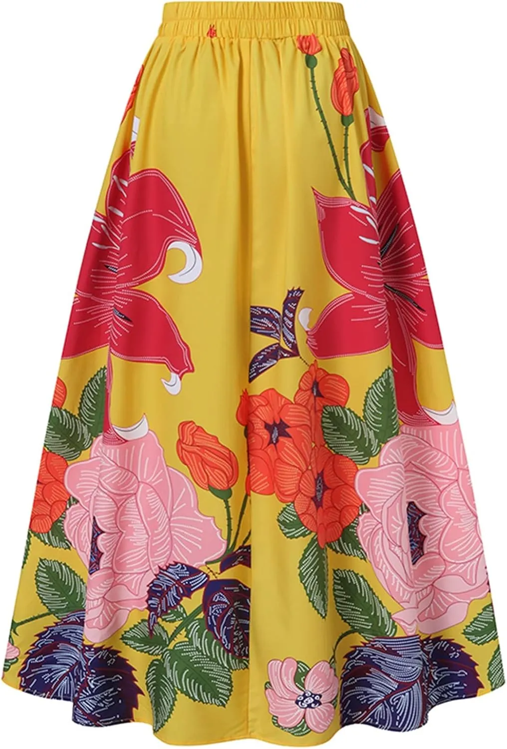Women's Boho Skirt Summer Casual Loose Trendy Elastic High Waist Floral Print Bohemian Sun Beach Maxi Skirts 2025
