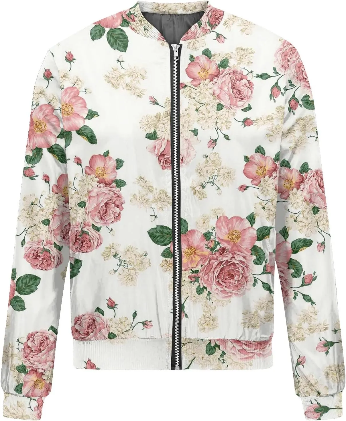 Women's Casual Bomber Jacket Lightweight Windbreaker Jackets Long Sleeve Windproof Spring Fall Jackets with Pockets